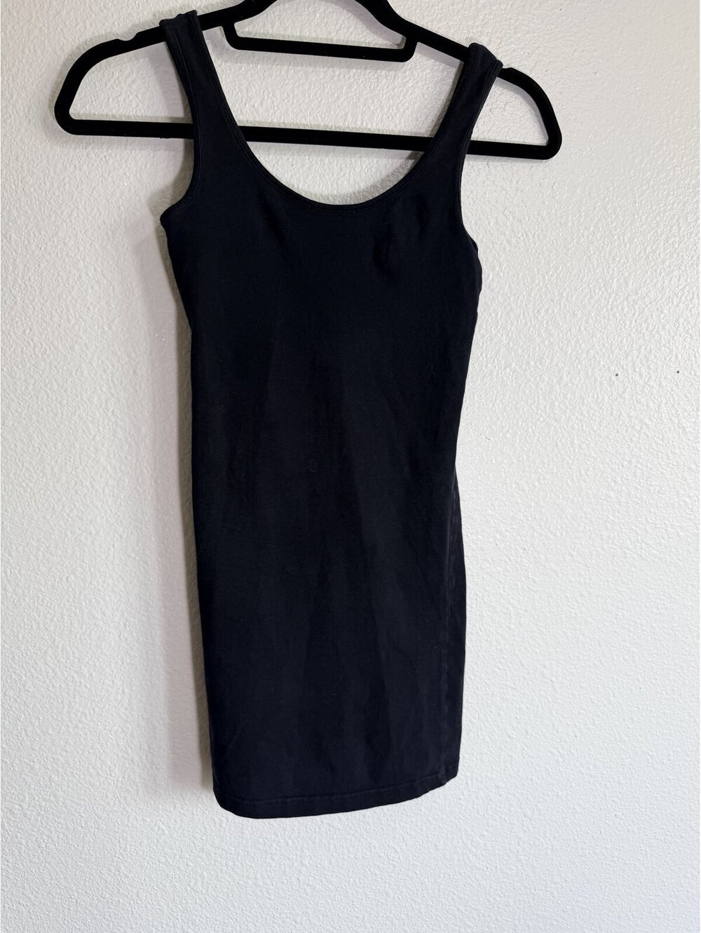 Black Ribbed Knit Sleeveless Bodycon Tank Mini Dress Scoop Neck